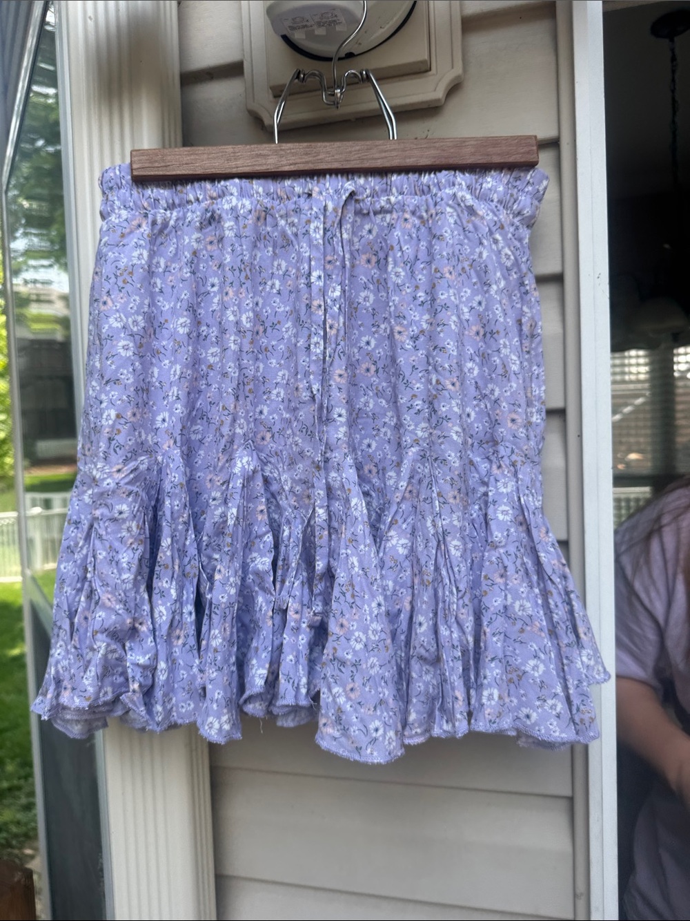 Aeropostale Casual Lavender Floral Ruffled Mini Skirt
